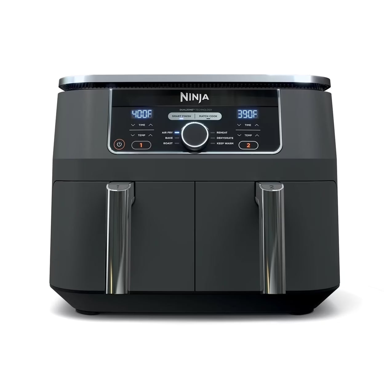 Foodi 8 qt 2-Basket Air Fryer, Black - DualZone Technology, Smart Finish