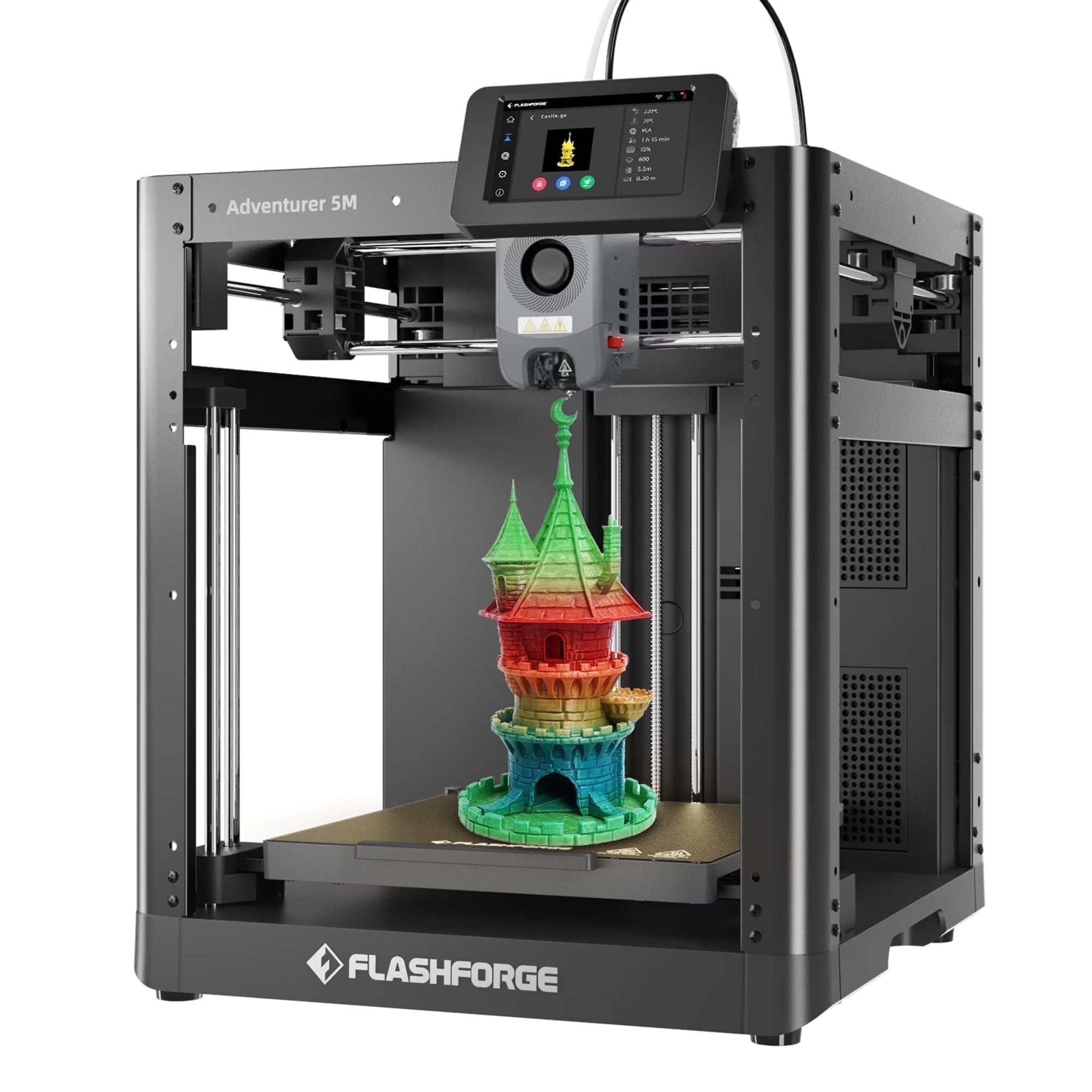 Adventurer 5M 3D Printer, Fully Auto Leveling &amp; 600mm/s High Speed Printing, Black