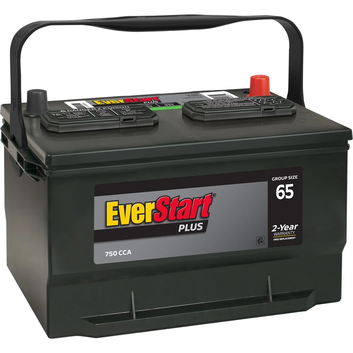 Plus Lead Acid Automotive Battery, Group Size 65 12 Volt, 750 CCA