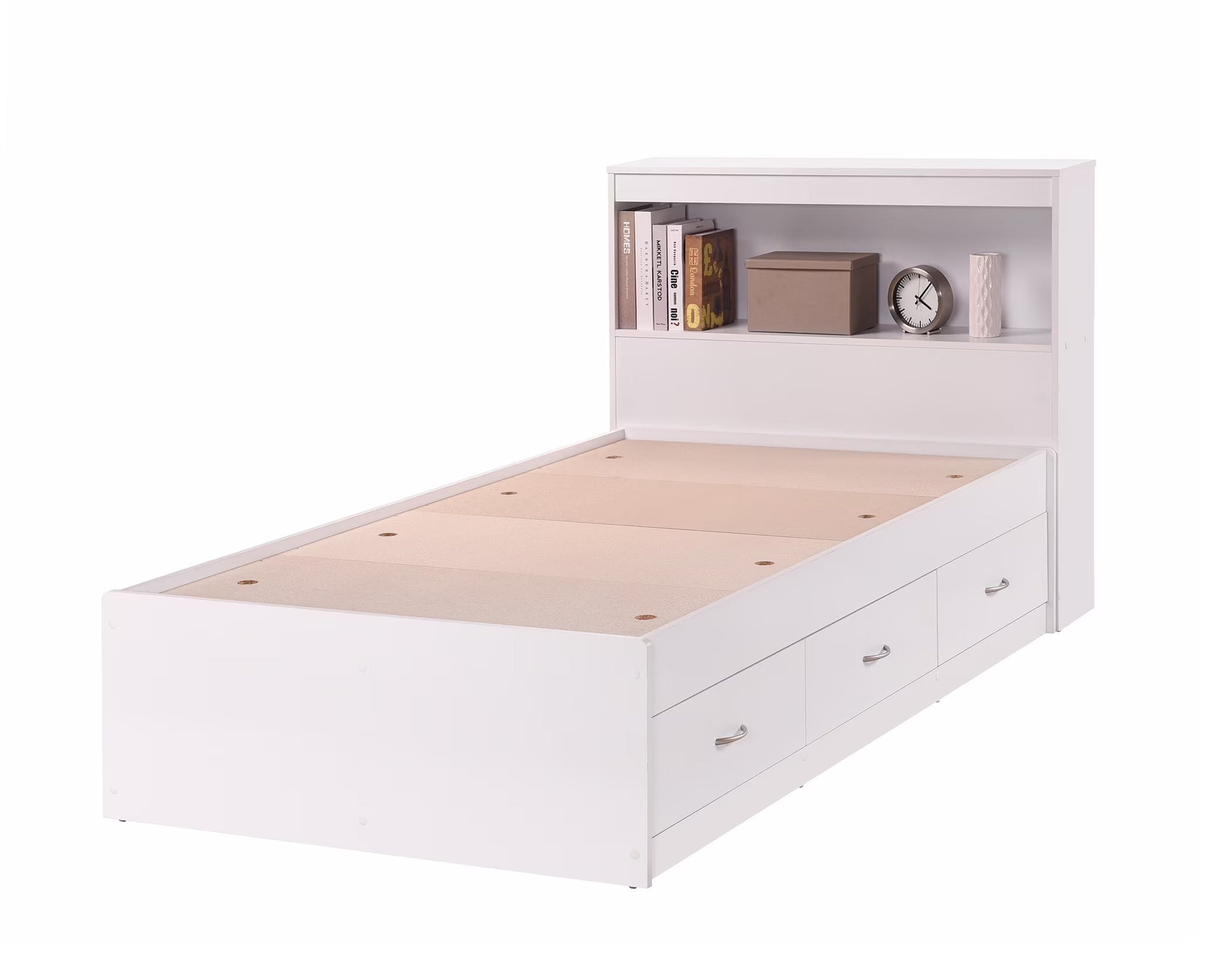 Twin-Size Captain Bed with 3-Drawers and Headboard in White