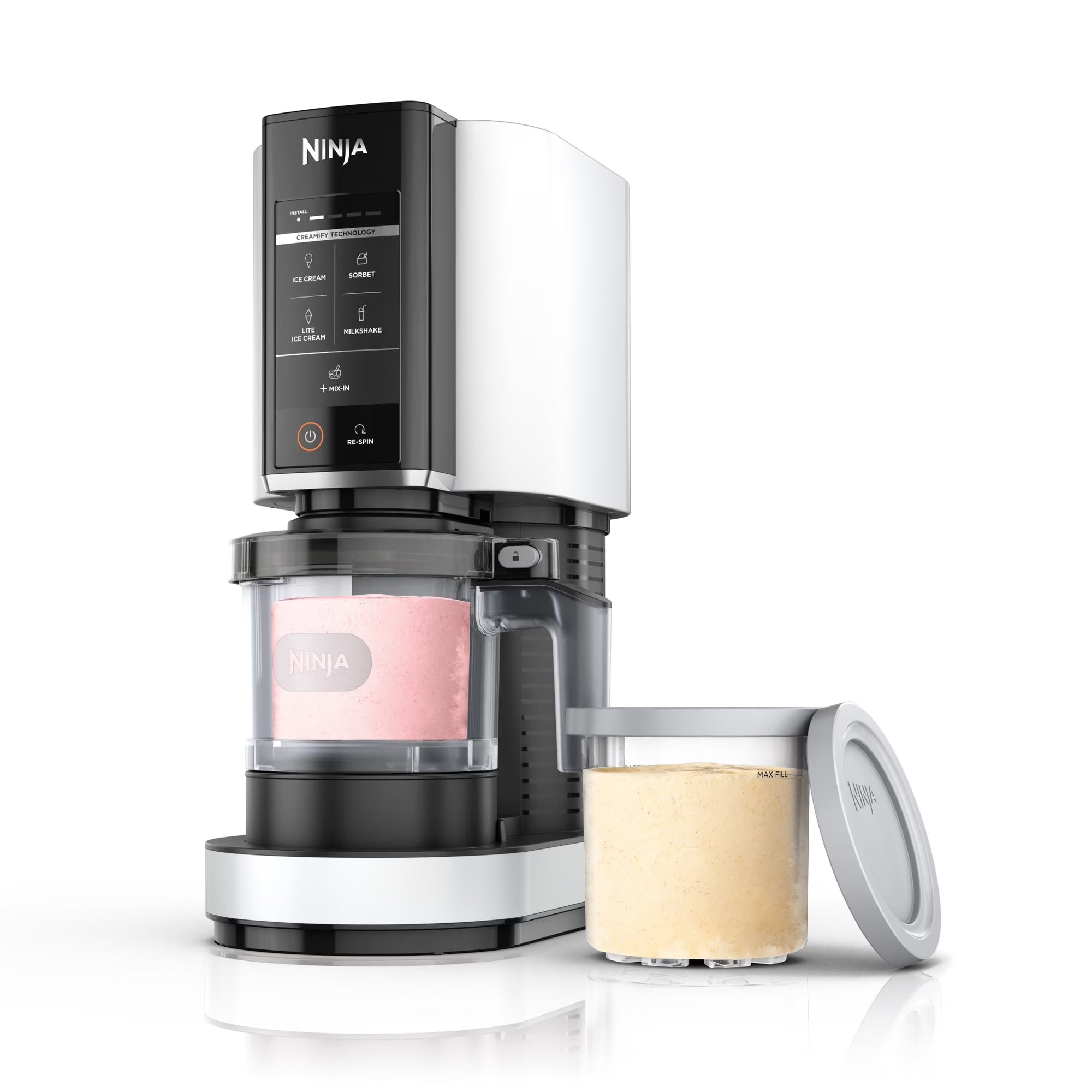CREAMi Ice Cream Maker, for Gelato, Mix-ins, Milkshakes, Sorbet, Smoothie Bowls &amp; More, 5 One-Touch Programs, with (2) 16 oz Pint Containers &amp; Lids, Perfect for Kids, White, NC300WH