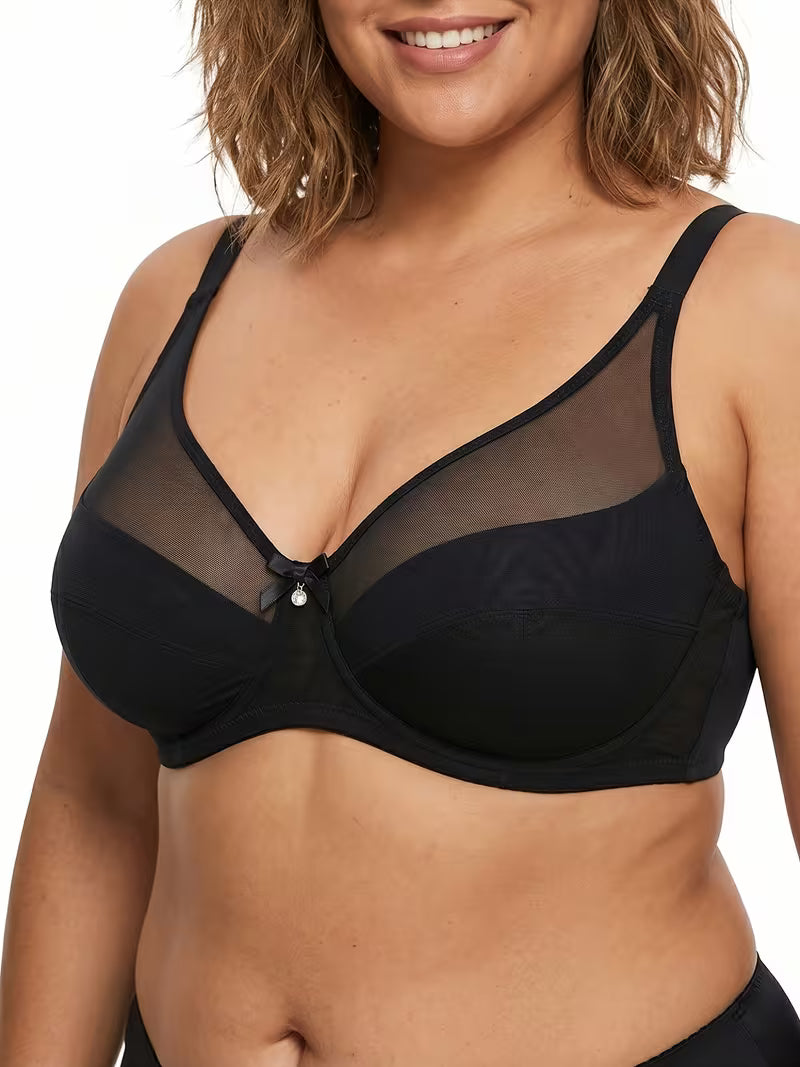 Plus Size Mesh Push-Up Underwire Bra