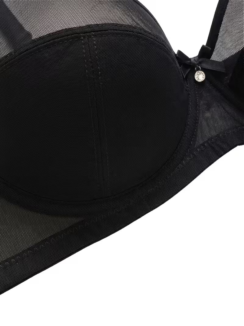 Plus Size Mesh Push-Up Underwire Bra