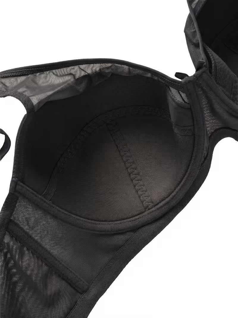 Plus Size Mesh Push-Up Underwire Bra
