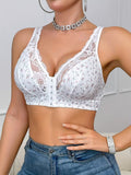 Women's Butterfly Print Lace Front Button Bra
