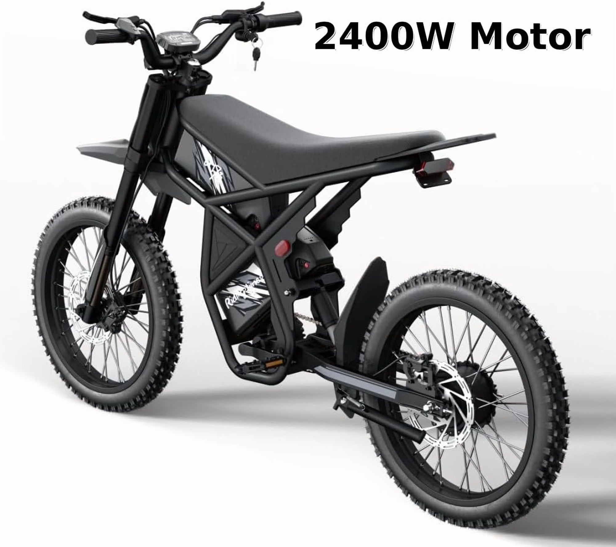 GT73 Electric Dirt Bike for Adults 2400W 48V 37MPH 36.4AH Dual Battery 85 Miles Range 25" Tires UL2849 Full Suspension