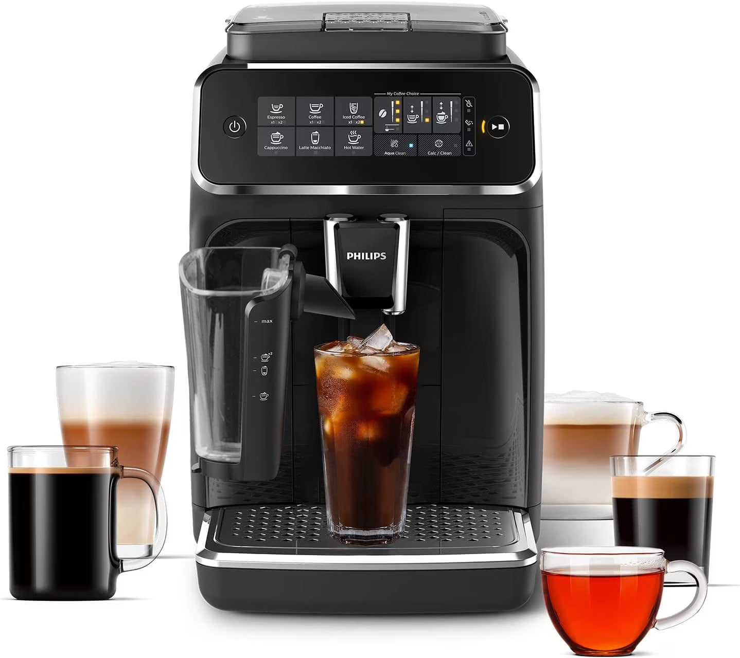 3200 Series Fully Automatic Espresso Machine w/ LatteGo &amp; Iced Coffee, Black (EP3241/74)