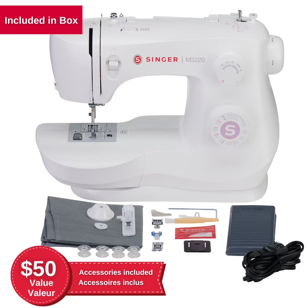M3220 Lightweight &amp; Portable Sewing Machine With 108 Stitch Applications, LED Lighting &amp; 1-Step Buttonhole | Ideal for Crafting, Home D cor, and Fashion Sewing